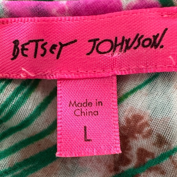 Betsey Johnson Tropical Green Pink Hi-Low Racerback Swim Cover-up Dress Size L - Picture 13 of 15